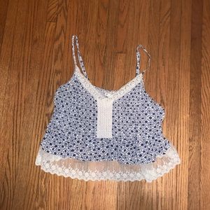 Floral lace garage cropped tank top